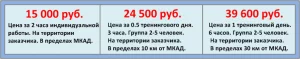 Цены за тренинг 39600 руб.