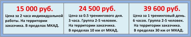 Цены за тренинг 39600 руб.